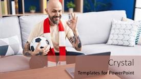  Presentation with hooligan - PPT layouts having hispanic-man-with-tattoos-watching background and a coral colored foreground