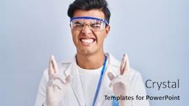  Presentation with hope - Presentation theme with hispanic-man-working-as-scientist background and a light blue colored foreground