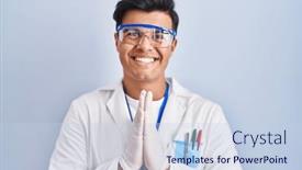  Presentation with forgiveness - PPT theme featuring hispanic-man-working-as-scientist background and a sky blue colored foreground