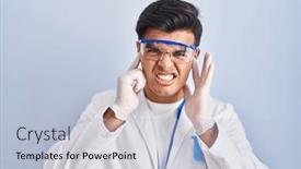  Presentation with noise - Slide set with hispanic-man-working-as-scientist background and a light blue colored foreground