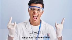  Presentation with rock music - Slide set enhanced with hispanic-man-working-as-scientist background and a sky blue colored foreground