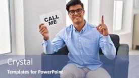  Presentation with office - Presentation design with hispanic-man-working-at-therapy background and a  colored foreground