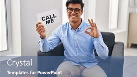  Presentation with friendly - Presentation design enhanced with hispanic-man-working-at-therapy background and a ocean colored foreground