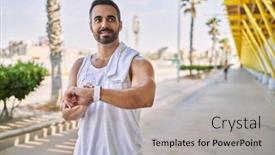  Presentation with outdoors - PPT theme consisting of hispanic-man-working-out-outdoors background and a  colored foreground