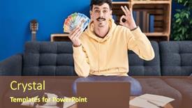  Presentation with friendly - Presentation theme consisting of hispanic-man-working-with-laptop background and a tawny brown colored foreground