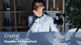  Presentation with anxiety - PPT theme having hispanic-man-working background and a ocean colored foreground