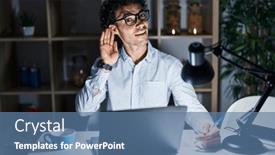  Presentation with hearing - Theme with hispanic-man-working background and a ocean colored foreground