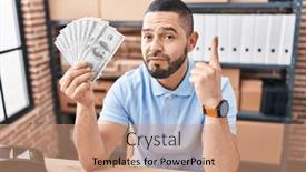  Presentation with ecommerce - Slides consisting of hispanic-man-working background and a coral colored foreground