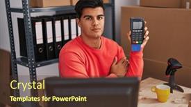  Presentation with attitude - Slide deck with hispanic-man-working background and a tawny brown colored foreground