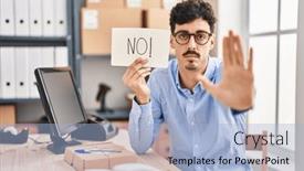  Presentation with defense - Presentation theme enhanced with hispanic-man-working background and a light blue colored foreground