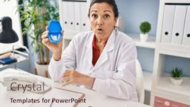  Presentation with orthodontic - PPT theme having hispanic-mature-dentist-woman-holding background and a soft green colored foreground