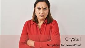  Presentation with hispanic - Presentation consisting of hispanic-mature-woman-standing-over background and a coral colored foreground