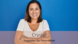  Presentation with hispanic - Theme with hispanic-mature-woman-standing-over background and a coral colored foreground