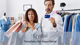  Presentation with forefinger - Slide deck featuring hispanic-middle-age-couple-holding background and a light blue colored foreground