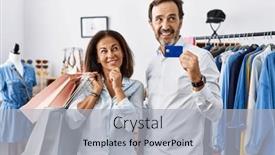  Presentation with credit card - Slides consisting of hispanic-middle-age-couple-holding background and a light gray colored foreground