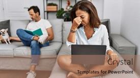  Presentation with home - Slide set enhanced with hispanic-middle-age-couple background and a  colored foreground