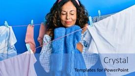  Presentation with hispanic - Audience pleasing PPT theme consisting of hispanic-middle-age-woman-doing backdrop and a teal colored foreground