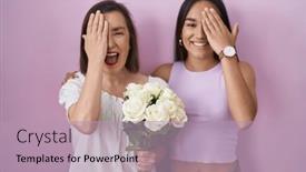  Presentation with hand holding flowers - 