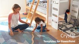  Presentation with hispanic heritage celebration - Presentation having hispanic-mother-and-daughter-playing background and a coral colored foreground