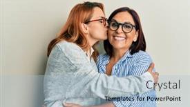 Presentation with displaying a happy mother cudd - Beautiful presentation design featuring hispanic-mother-and-daughter-smiling backdrop and a light blue colored foreground