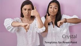  Presentation with conflict - PPT theme having hispanic-mother-and-daughter-together background and a light gray colored foreground