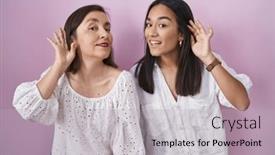  Presentation with hearing - Slide set consisting of hispanic-mother-and-daughter-together background and a light gray colored foreground
