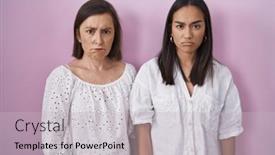  Presentation with upset - Presentation consisting of hispanic-mother-and-daughter-together background and a light gray colored foreground