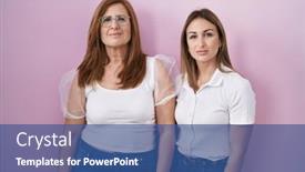  Presentation with pink simple - Slide deck with hispanic-mother-and-daughter-wearing background and a ocean colored foreground