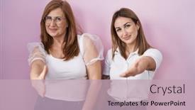  Presentation with pink business - Presentation theme having hispanic-mother-and-daughter-wearing background and a  colored foreground
