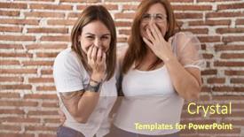  Presentation with scandal - Presentation design enhanced with hispanic-mother-and-daughter-wearing background and a coral colored foreground