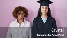 Presentation with ceremony - PPT layouts consisting of hispanic-mother-and-daughter-wearing background and a wine colored foreground