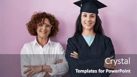  Presentation with ceremony - Slide set with hispanic-mother-and-daughter-wearing background and a wine colored foreground
