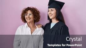  Presentation with ceremony - PPT theme having hispanic-mother-and-daughter-wearing background and a wine colored foreground