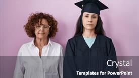  Presentation with ceremony - PPT layouts enhanced with hispanic-mother-and-daughter-wearing background and a wine colored foreground
