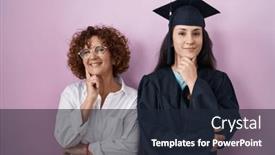  Presentation with ceremony - Presentation theme having hispanic-mother-and-daughter-wearing background and a wine colored foreground