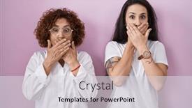  Presentation with secret - Presentation theme with hispanic-mother-and-daughter-wearing background and a light gray colored foreground