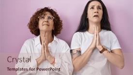  Presentation with hope - PPT theme enhanced with hispanic-mother-and-daughter-wearing background and a coral colored foreground