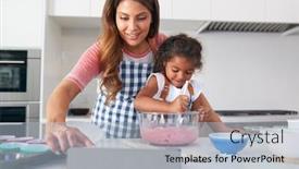  Presentation with recipe - Slide deck consisting of hispanic-mother-and-daughter background and a light blue colored foreground