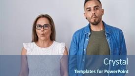  Presentation with together - PPT theme featuring hispanic-mother-and-son-standing background and a ocean colored foreground