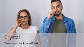  Presentation with lips mouth - Slides enhanced with hispanic-mother-and-son-standing background and a light gray colored foreground