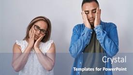  Presentation with sadness - Theme enhanced with hispanic-mother-and-son-standing background and a ocean colored foreground