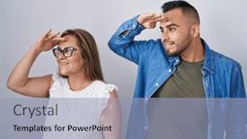  Presentation with far away - Slides consisting of hispanic-mother-and-son-standing background and a light blue colored foreground