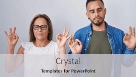  Presentation with meditation - Presentation theme with hispanic-mother-and-son-standing background and a light gray colored foreground