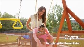  Presentation with mother baby animation - PPT layouts having hispanic mother pushing her baby background and a coral colored foreground