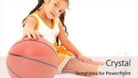  Presentation with preschool diversity - Beautiful slide set featuring hispanic preschool girl with basketball backdrop and a lemonade colored foreground