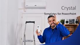  Presentation with conditioner - Theme consisting of hispanic-repairman-working-with-air background and a  colored foreground