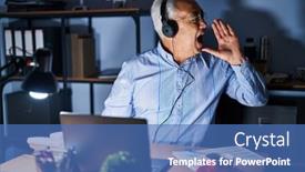  Presentation with call center - Presentation featuring hispanic-senior-man-wearing-call background and a  colored foreground