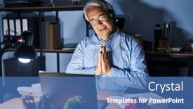  Presentation with hope - Presentation design featuring hispanic-senior-man-wearing-call background and a teal colored foreground