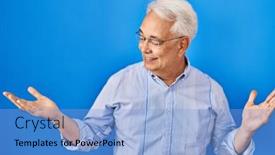  Presentation with glasses - PPT theme with hispanic-senior-man-wearing-glasses background and a light blue colored foreground