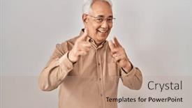  Presentation with energy - Slides featuring hispanic-senior-man-wearing-glasses background and a coral colored foreground